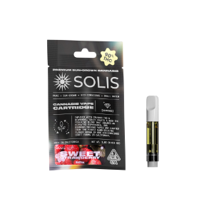 A photograph of Solis Diamond Enhanced Cartridge 1g Sativa Sweet Strawberry