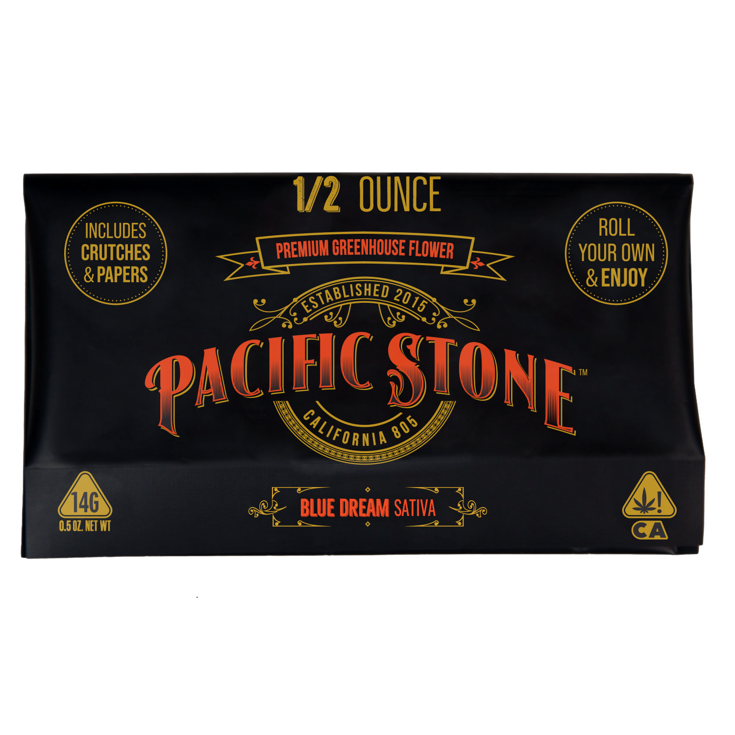 A photograph of Pacific Stone Roll Your Own Sugar Shake 14.0g Pouch Sativa Blue Dream