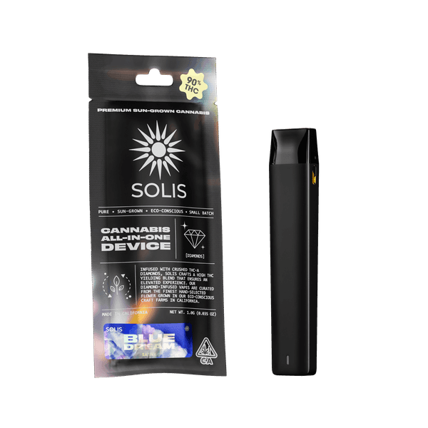 A photograph of Solis Diamond Enhanced All-In-One 1g Sativa Blue Dream