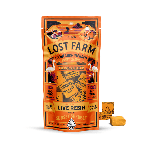 A photograph of Lost Farm Chews Tangerine Sunset Sherbet