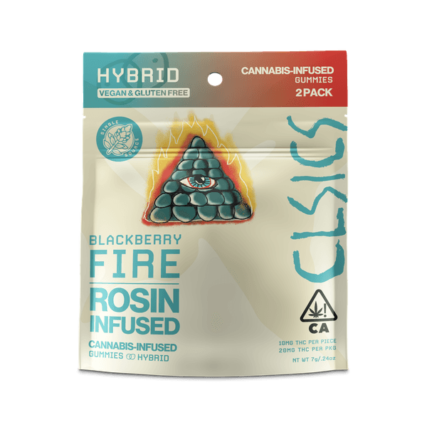 A photograph of CLSICS Live Rosin Gummies Hybrid Blackberry Fire 2-Piece