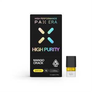 A photograph of PAX High Purity THC Pod 1g Sativa Mango Crack