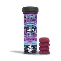 A photograph of Lost Farm Gummies Black Raspberry Northern Lights CBN 10:5