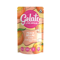 A photograph of Gelato Gummies 100mg Hybrid Peach Bellini 10ct