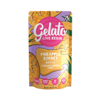 A photograph of Gelato Gummies 100mg Sativa LR Pineapple Sorbet 10ct