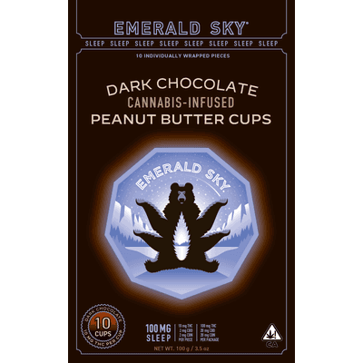 Emerald Sky Peanut Butter Cups 10pk 100mg 10:2:2 THC/CBD/CBN Sleep Dark Chocolat