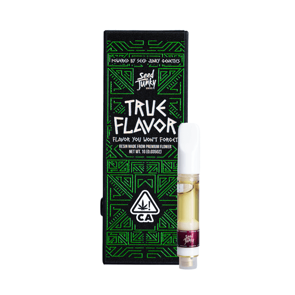 A photograph of Seed Junky True Flavor Cartridge 1g Hybrid Malibu