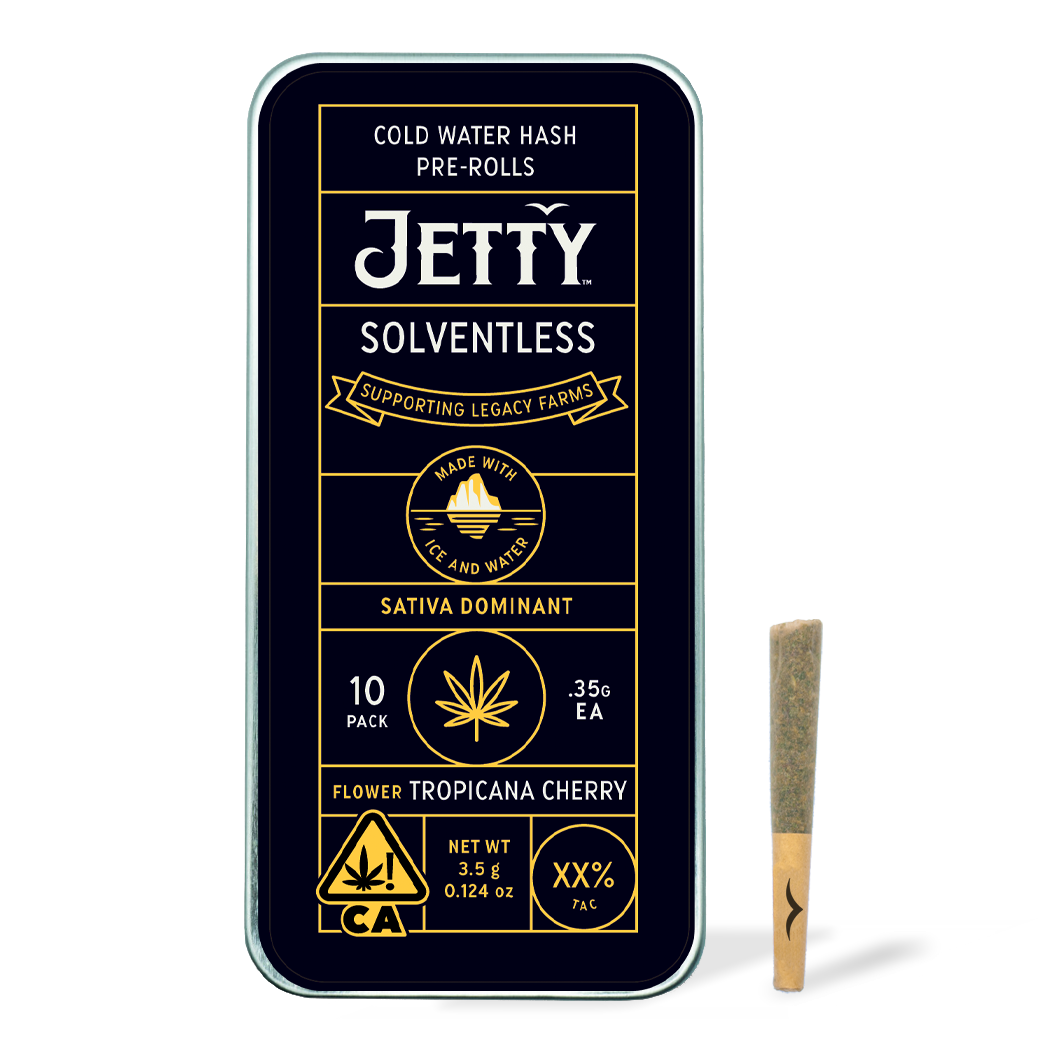 A photograph of Jetty Solventless Preroll Tropicana Cherry 10pk