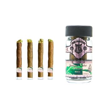 A photograph of AE ROSE GOLD El Bluntito .85g 4pk Hash Infused Indica Jungle Cake 3.4g