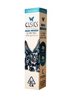 A photograph of CLSICS Hash Preroll 1g Indica Ghost Vapor