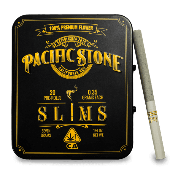 A photograph of Pacific Stone Slims 0.35g Indica PR OG 20-Pack 7.0g