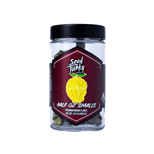 A photograph of Seed Junky Smalls Flower 14g Sativa Lemon Fruz