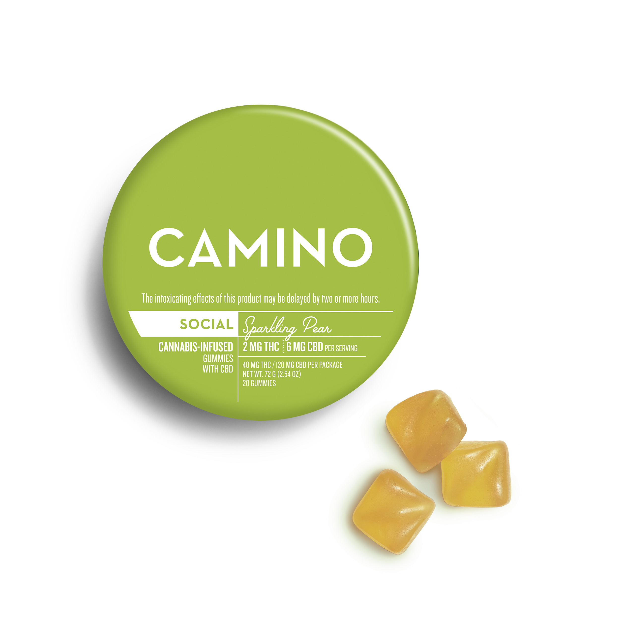 A photograph of Camino Gummies Sparkling Pear 2:6