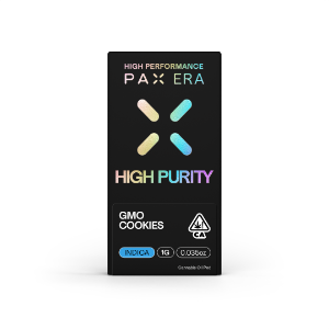 A photograph of PAX High Purity THC Pod 1g Indica GMO Cookies