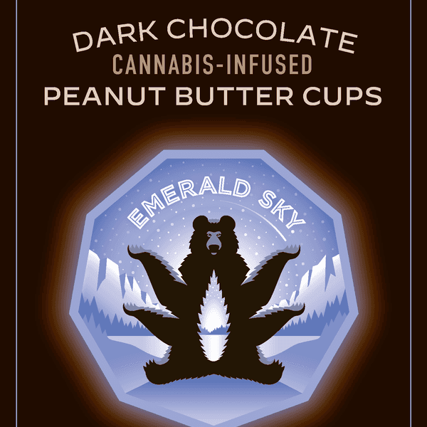 A photograph of Emerald Sky Peanut Butter Cups 10ct 100mg 10:2:2 THC/CBD/CBN Sleep Dark Chocolat