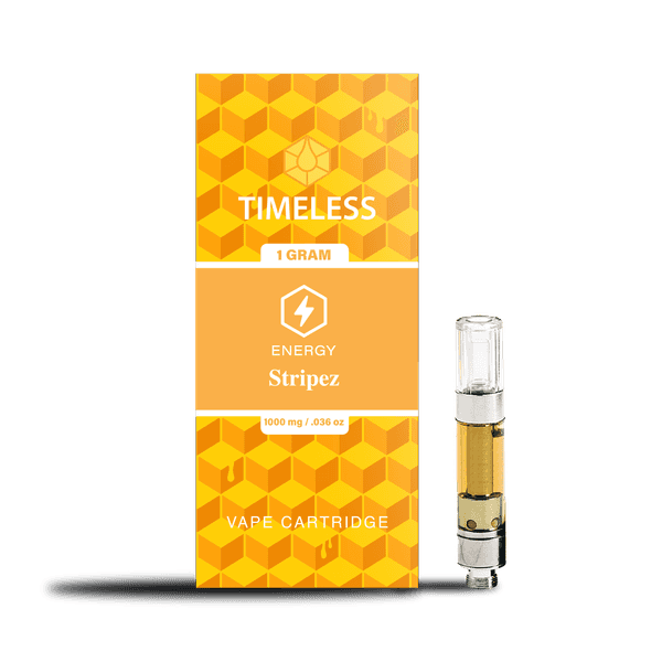 A photograph of Timeless Cartridge Energy 1g Sativa Stripez