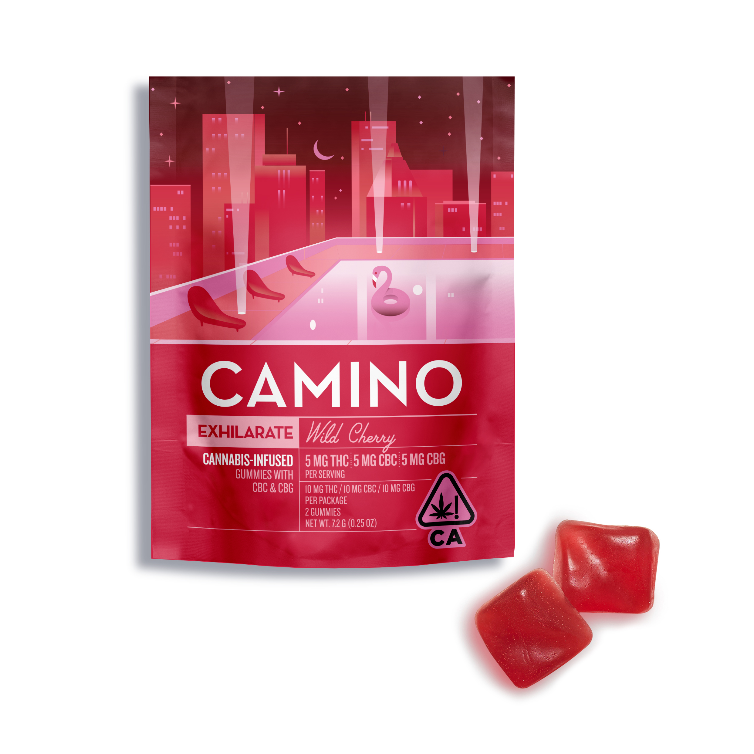 A photograph of Trial Packs Camino Gummies Wild Cherry CBC CBG 5:5:5