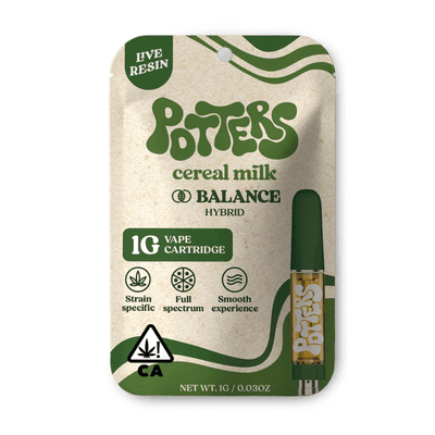 Potters Live Resin Vape Cartridges 1g Hybrid Cereal Milk