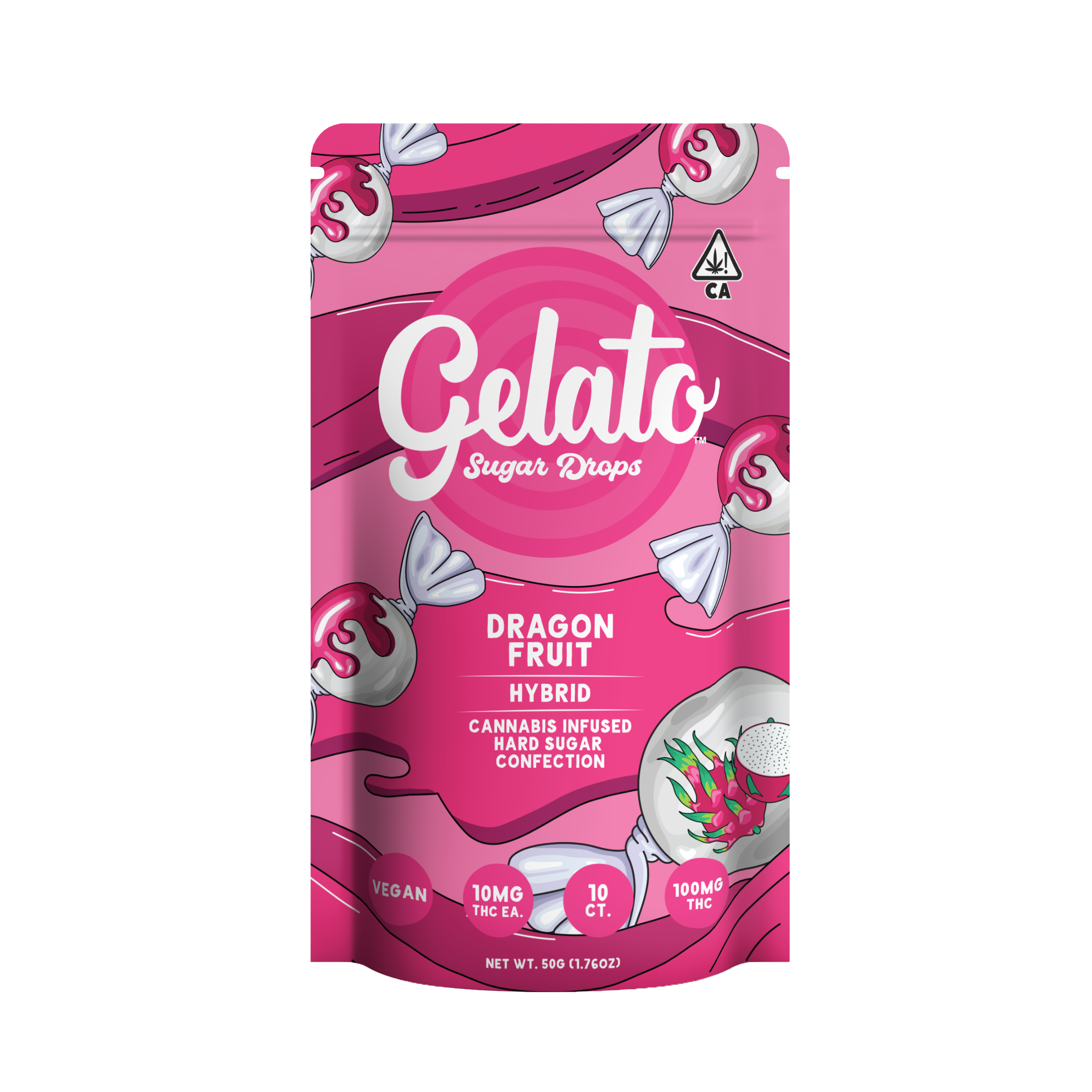 A photograph of Gelato Sugar Drops 100mg Hybrid Dragon Fruit 10pc