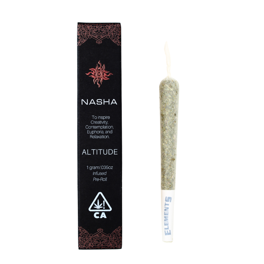 A photograph of Nasha Preroll Altitude Sativa Jack Herer/Banana Breath