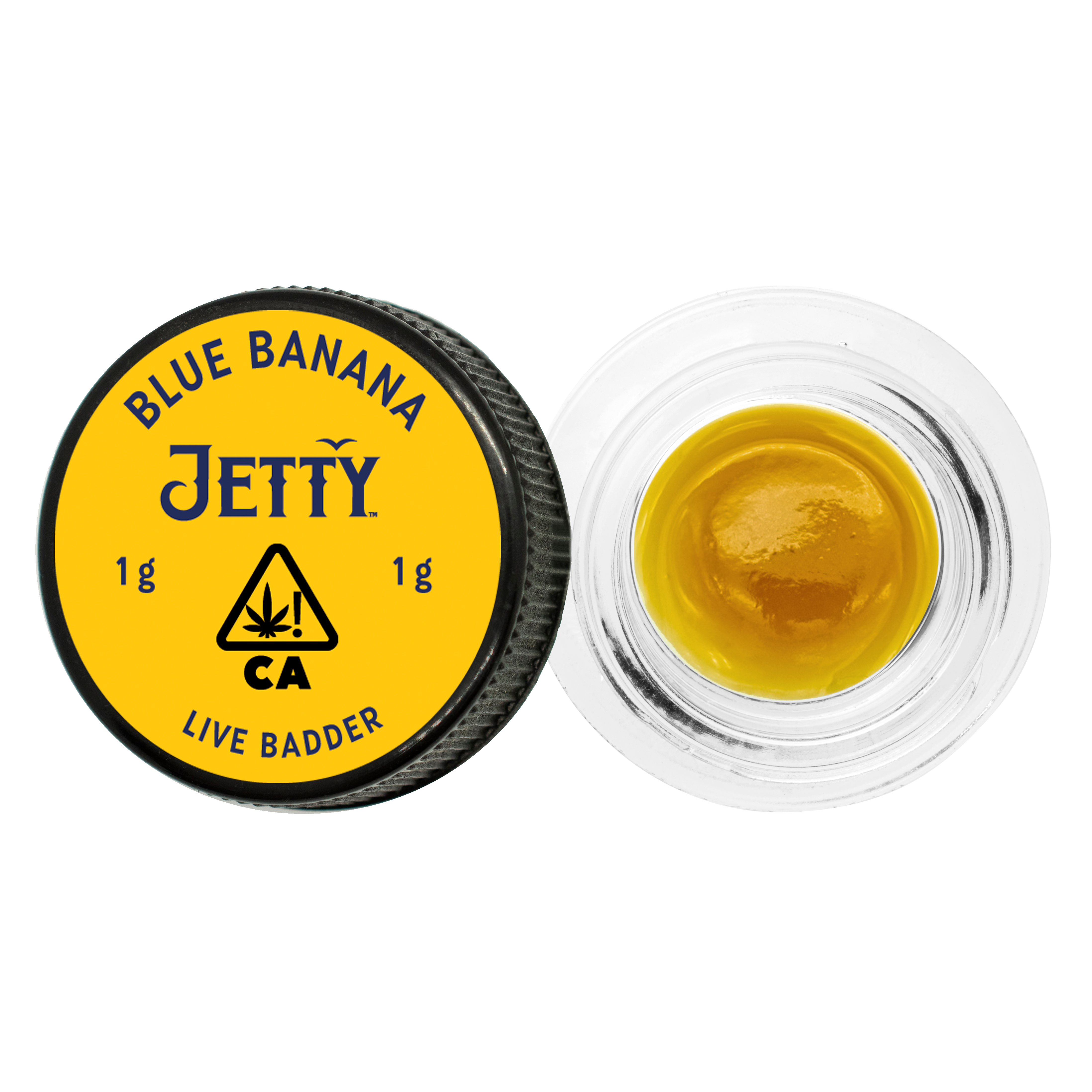 A photograph of Jetty Live Badder 1g Blue Banana