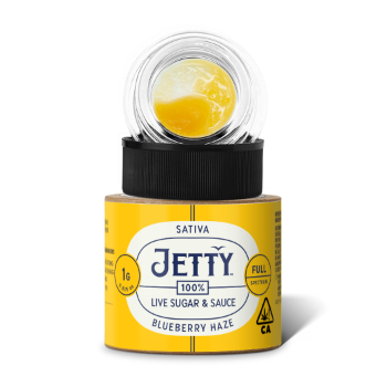 A photograph of Jetty Live Sugar and Sauce 1g Blueberry Haze