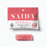 A photograph of Saida Gummy Bar 100mg Sativa THC Sweet Strawberry