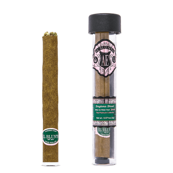 A photograph of El Blunto Rose Gold Hash Blunt 2g Sativa Daytona Diesel