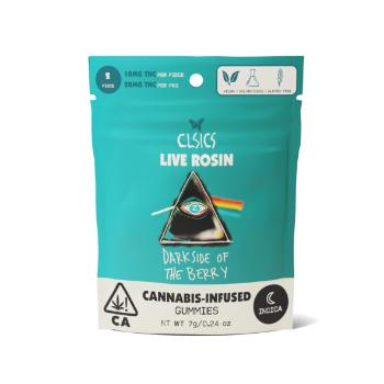 A photograph of CLSICS Live Rosin Gummies Indica Dark Side Of The Berry 2-Piece