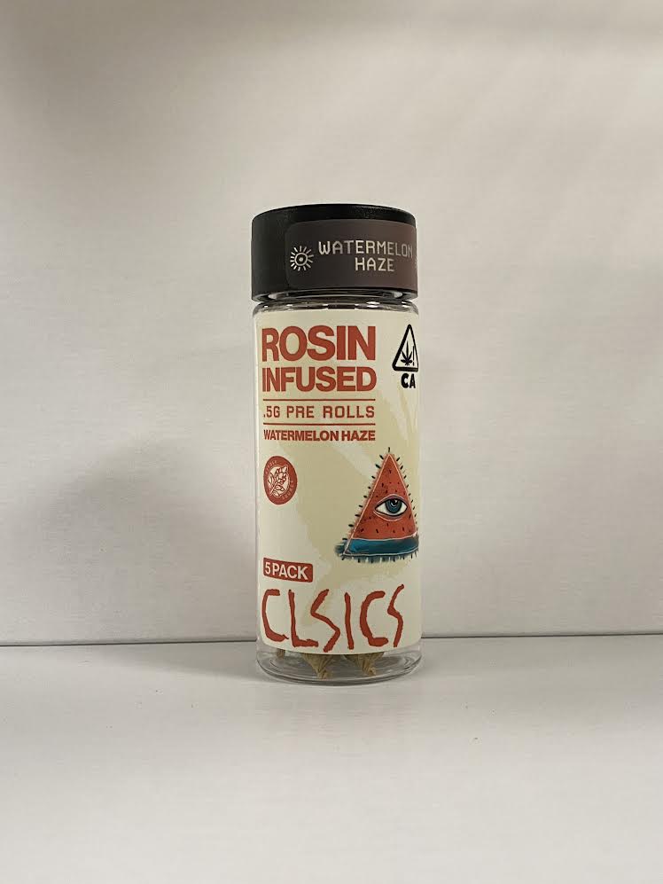 A photograph of CLSICS Rosin Preroll .5g Sativa Watermelon Haze 5pk