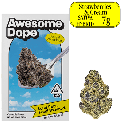 Awesome Dope Indoor Flower 7g Sativa Hybrid Strawberries & Cream