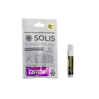 A photograph of Solis Cartridge 1g Indica Purple Lotus