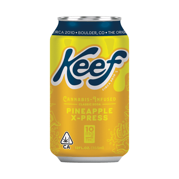 A photograph of Keef 10mg Pineapple X-Press Classic Soda 12oz