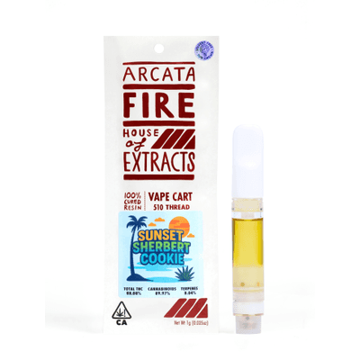 Arcata Fire 100% Cured Resin Cartridge 1g Hybrid Sunset Sherbert Cookie