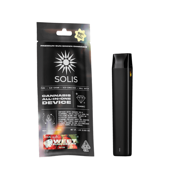 A photograph of Solis Diamond Enhanced All-In-One 1g Sativa Sweet Strawberry