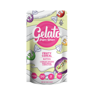 A photograph of Gelato Sugar Drops 100mg Sativa Fruity Cereal 10pc