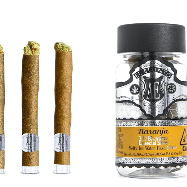 A photograph of El Blunto Especial Silver Hash Bluntito .85g Sativa Naranja 3pk 2.55g