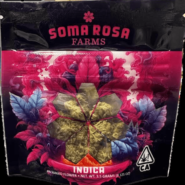 A photograph of Soma Rosa Flower 3.5g Indica Collins Ave