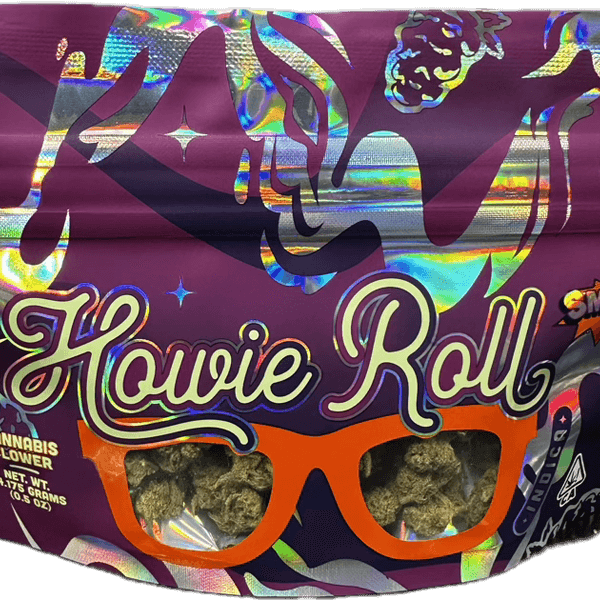 A photograph of Howie Roll Flower 14g Indica Rainbow Sherbet x Pink Guava