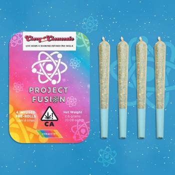 A photograph of Chemistry Live Resin & Diamond Infused Preroll 4pk Cherry Cheesecake