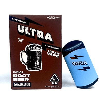 Ultra Live Rosin and Live Resin All-In-One Cartridge 1g Indica Root Beer