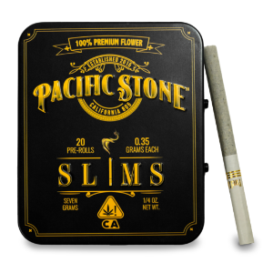 A photograph of Pacific Stone Slims 0.35g Indica GMO 20-Pack 7.0g