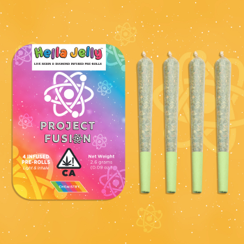 A photograph of Chemistry Live Resin & Diamond Infused Preroll 4pk Hella Jelly
