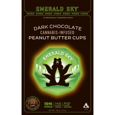 Emerald Sky Peanut Butter Cups 10ct 100mg Hybrid Dark Chocolate 10ct