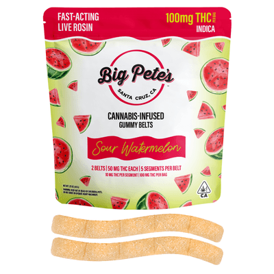 Big Pete's Gummy Belts Rosin Fast-Acting Indica Sour Watermelon 100mg THC 2pk