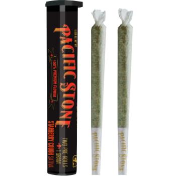 A photograph of Pacific Stone Preroll 0.5g Sativa Starberry Cough 2-Pack 1.0g