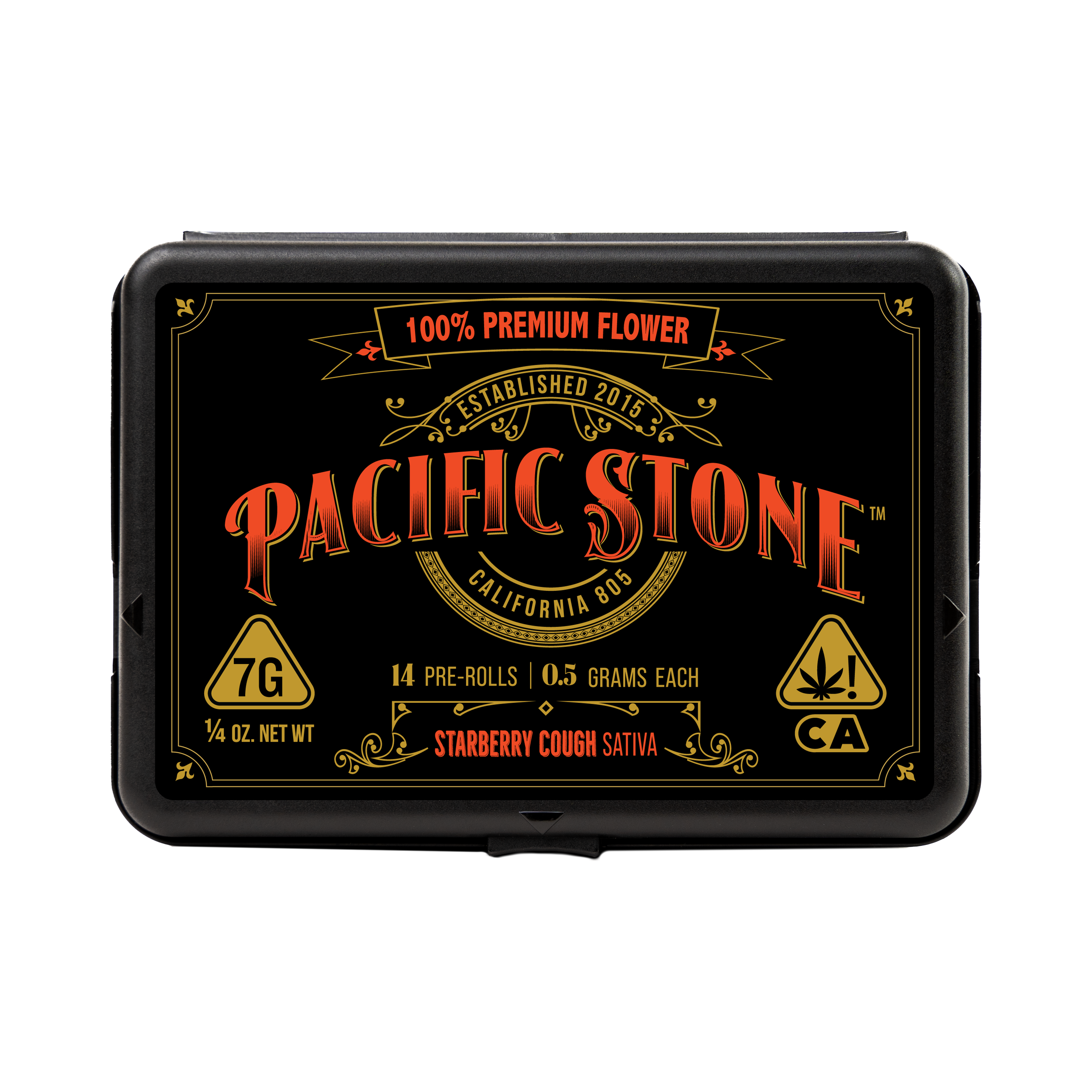 A photograph of Pacific Stone Preroll 0.5g Sativa Starberry Cough 14-Pack 7.0g