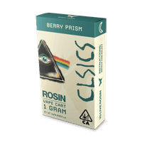 A photograph of CLSICS Live Rosin Cartridge 1g Indica Berry Prism