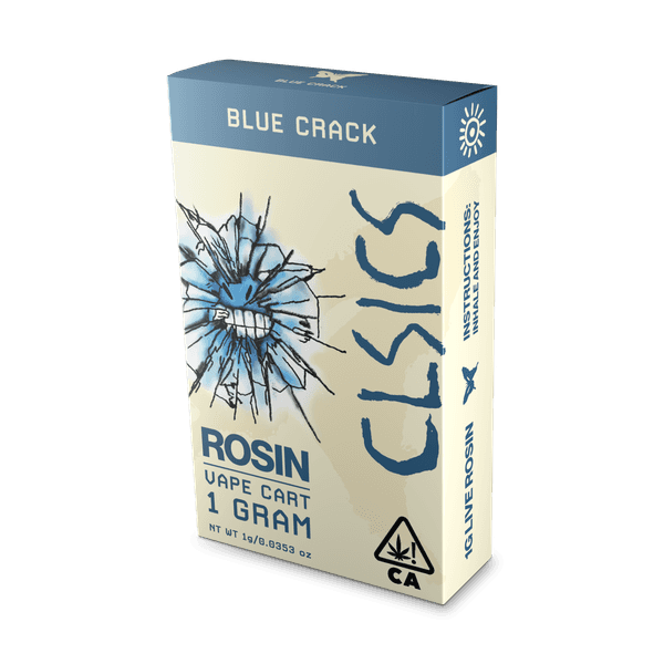 A photograph of CLSICS Live Rosin Cartridge 1g Sativa Blue Crack