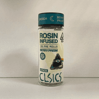 A photograph of CLSICS Rosin Preroll 5pk .5g Indica Berry Prism